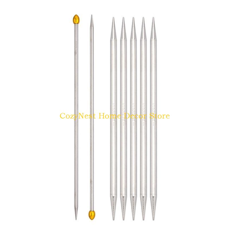 92MF 7Pcs Stainless Steel Knitting Needle Set Double Pointed Head Knitting Needle Single Pointed Knitting Needle for Beginner