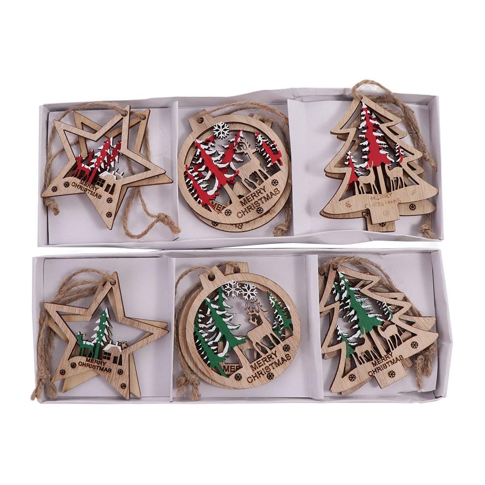 6pcs Decorative Christmas Tree Hanging Ornaments Hollow Hollow Out Star Decoration  Holiday