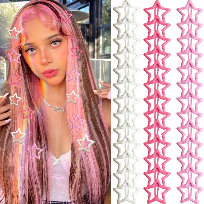 30pcs Color Star Hairpin Cute Y2k Dopamine Drip Bb Clip Side Bangs Clip Hairpin Hair Accessories