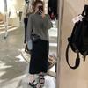 Slim-Fit Pencil Skirt Women's Autumn Winter Knitted Midi Half Skirt High Waist Loose Thickened Straight Bodycon Wool Skirt