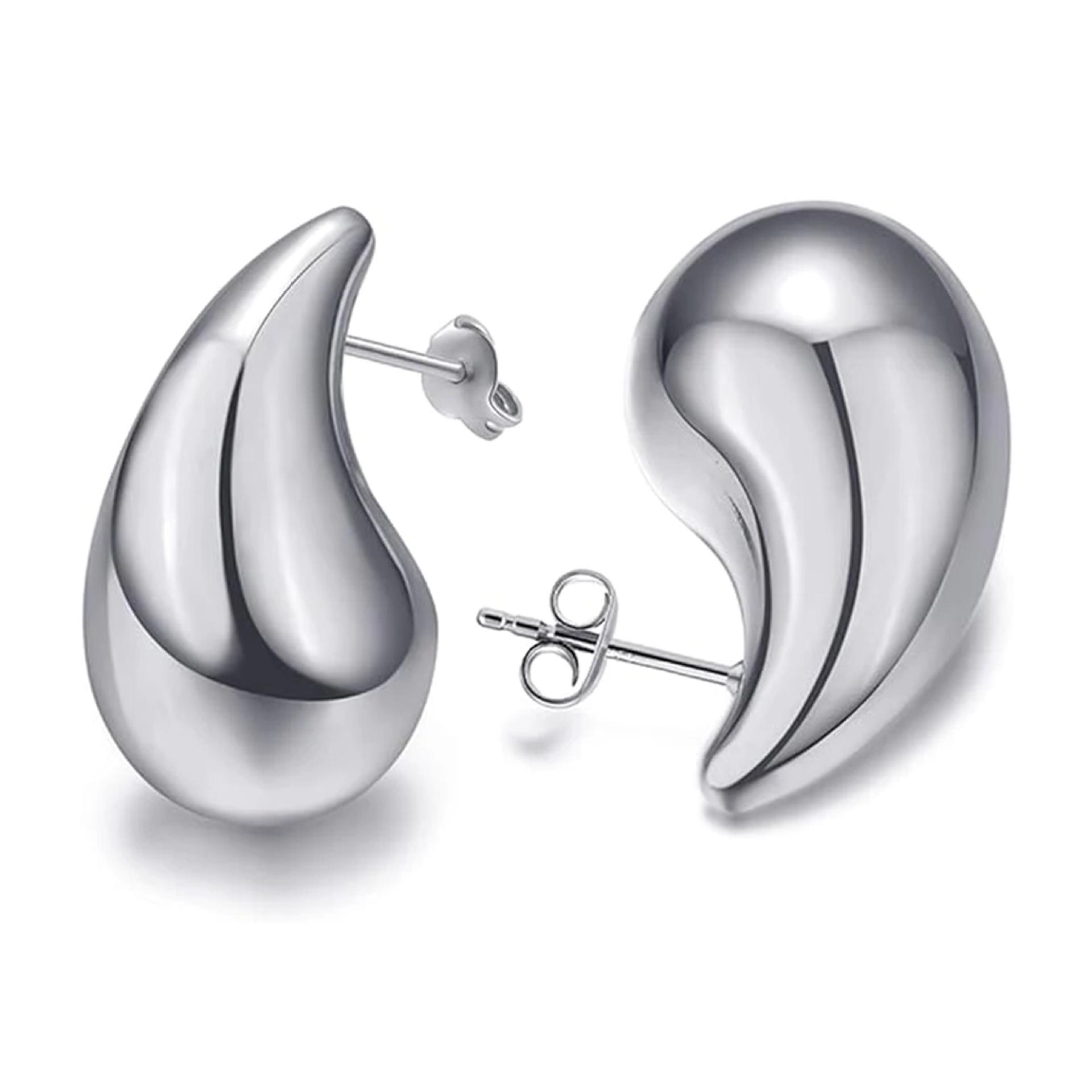 Women s Titanium Steel Gold Teardrop Stud Earrings - Hollow Water Drop Design, Winter-Ready Stainless Steel Earrings