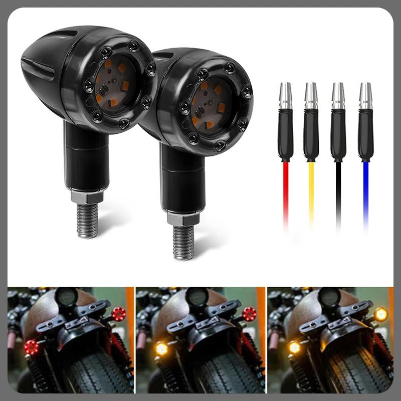 High Brightness Motorcycle LED Bullet Taillight Turn Signal Brake Lamp with Daytime Running Light Function