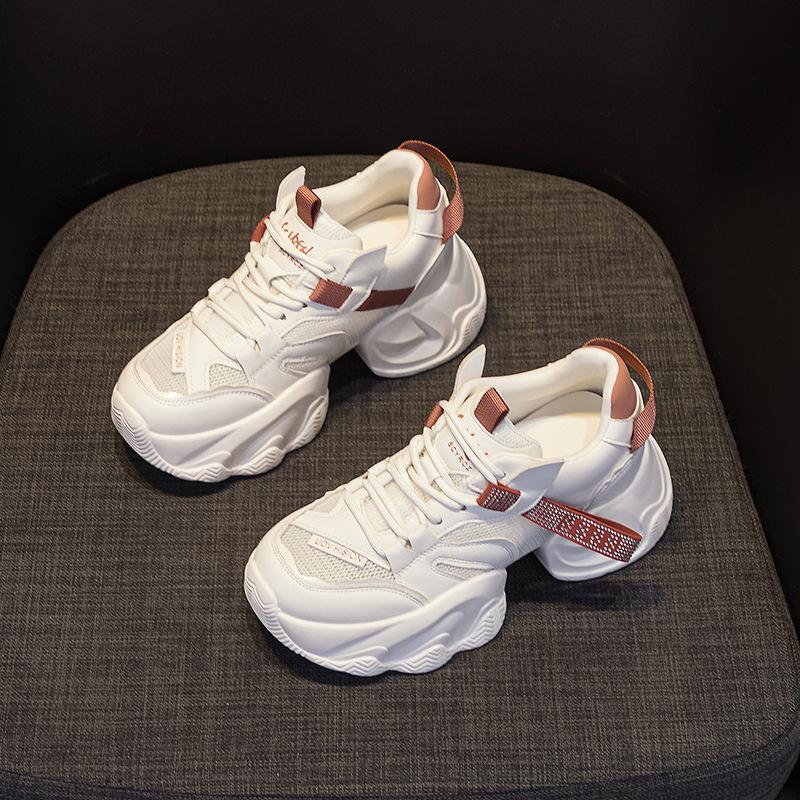 Thick-soled transparent mesh and double-layer mesh heightening dad shoes 2025 new casual versatile fashion style small women's shoes