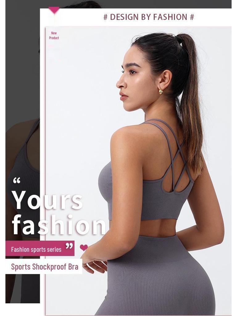 Plus Size Criss-Cross Back Sports Bra for Women - Shockproof, Casual, Fitness, Running, Yoga