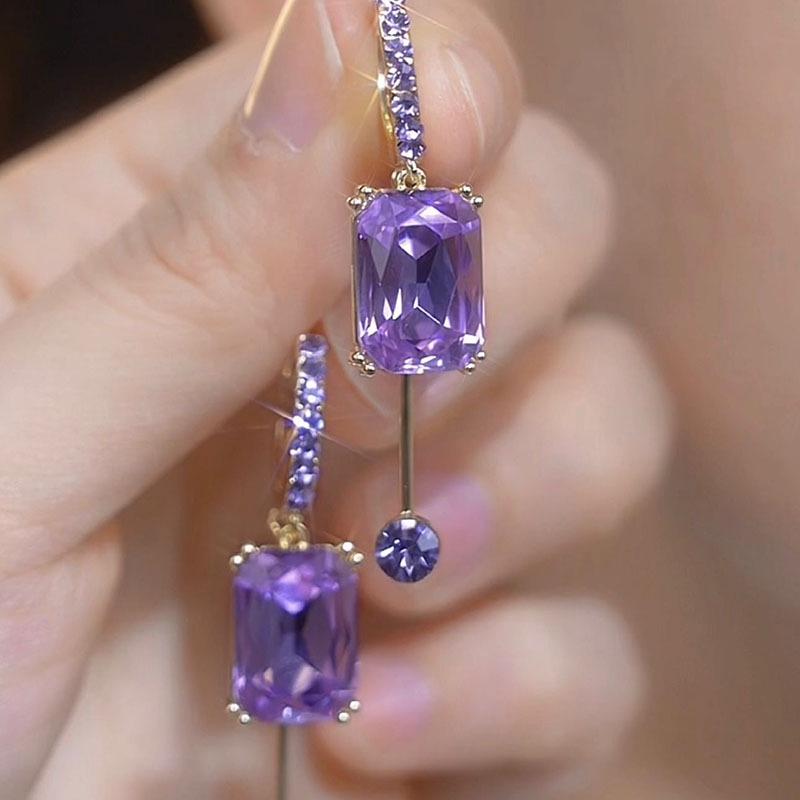 

2025 Blue Crystal Square Earrings: Elegant, Unique Ear Cuffs for Women