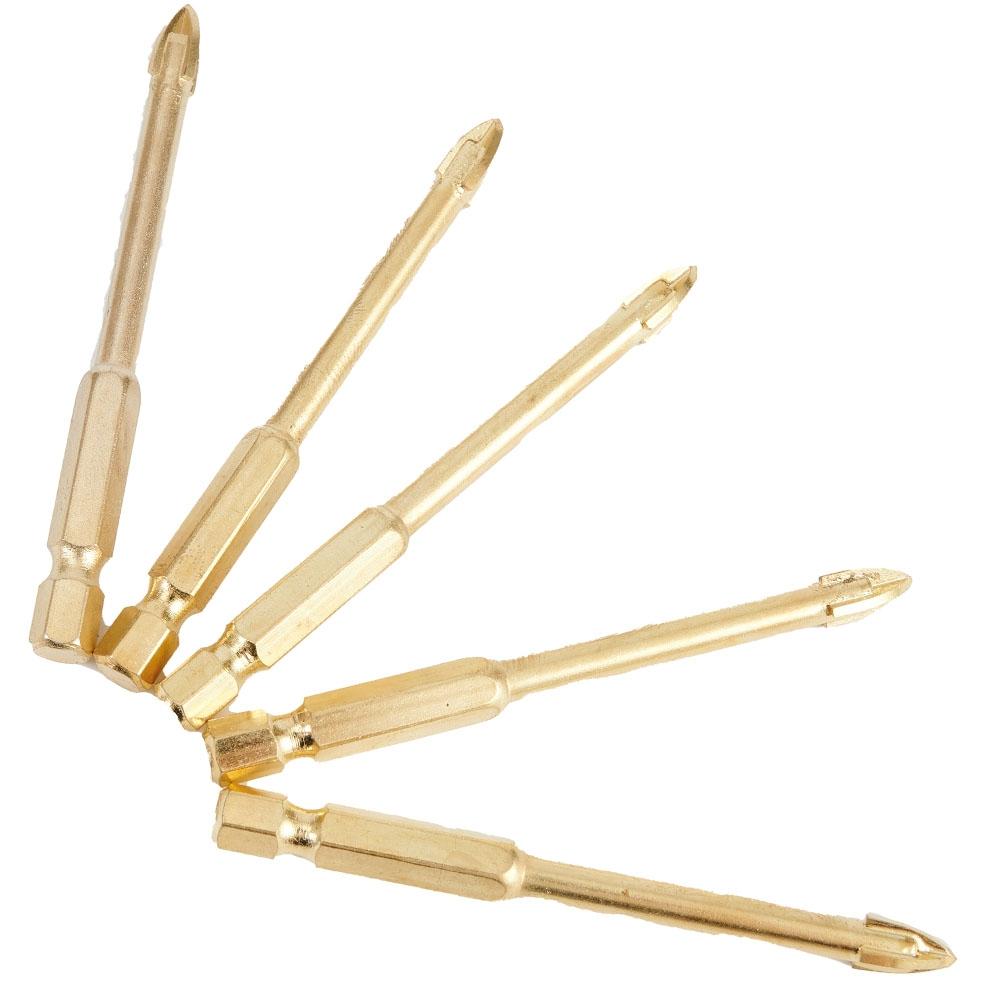 5pcs Drill Bits Glass Drill Titanium Ceramic Tile Marble