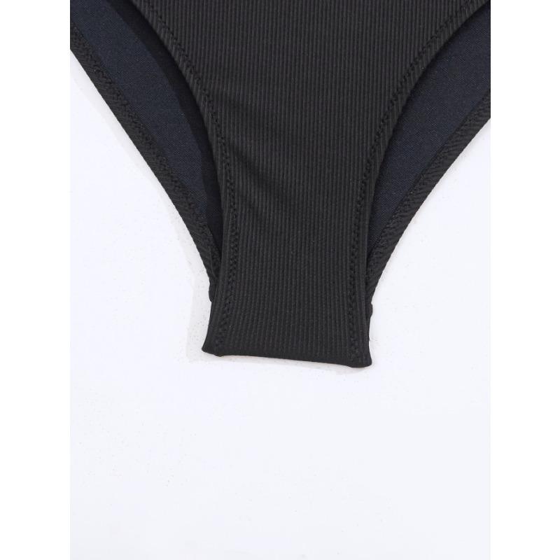 Neon Ribbed Bikini Set Twist Front High Waist Two Piece Swimsuit