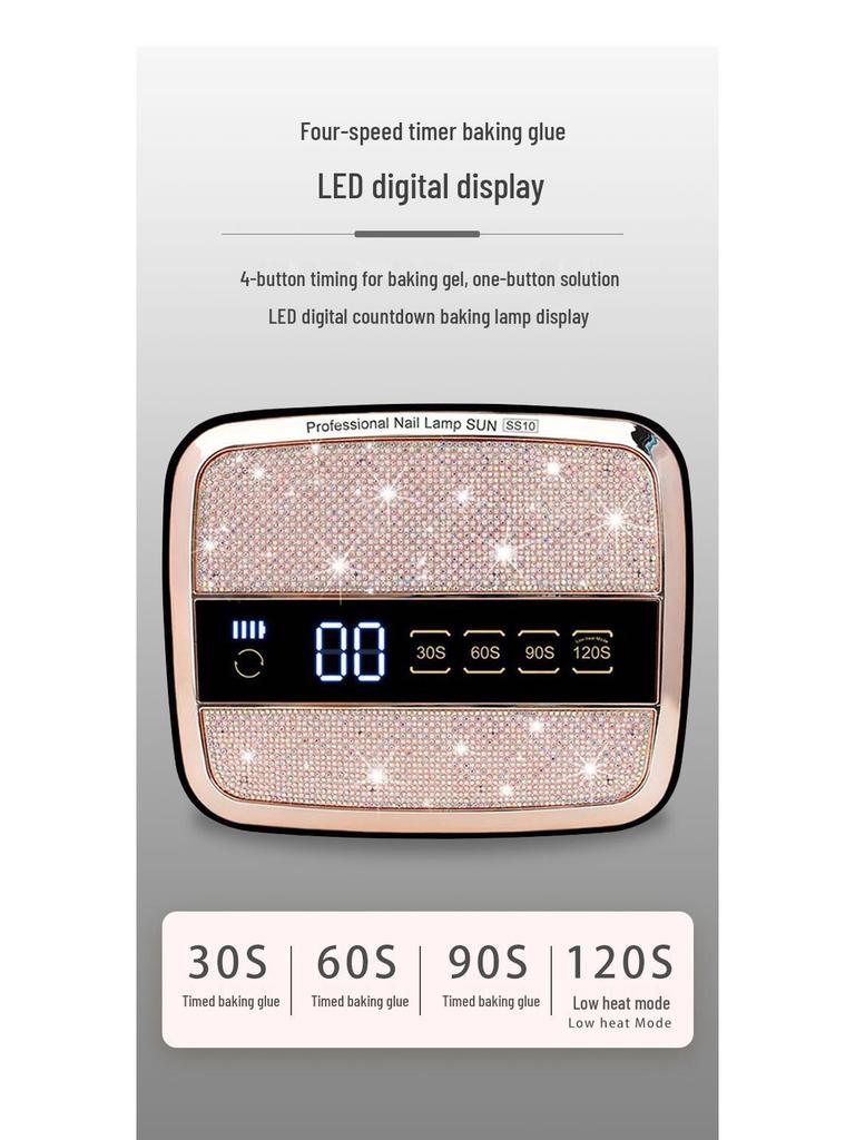 SS10 Portable 168W Rechargeable Nail Lamp: High-Power Phototherapy for Quick-Dry Nails In Salons