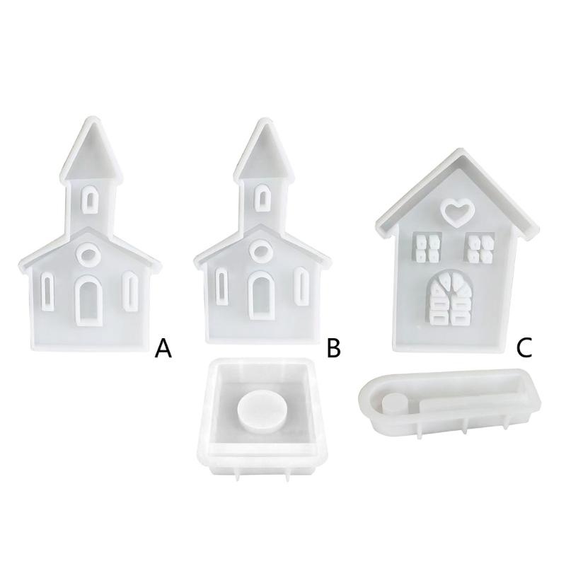 Castle Shape Candle Holder Mold with Base for Making Candle Holder Decor Tealight Holder Ornament, Epoxy Resin Casting