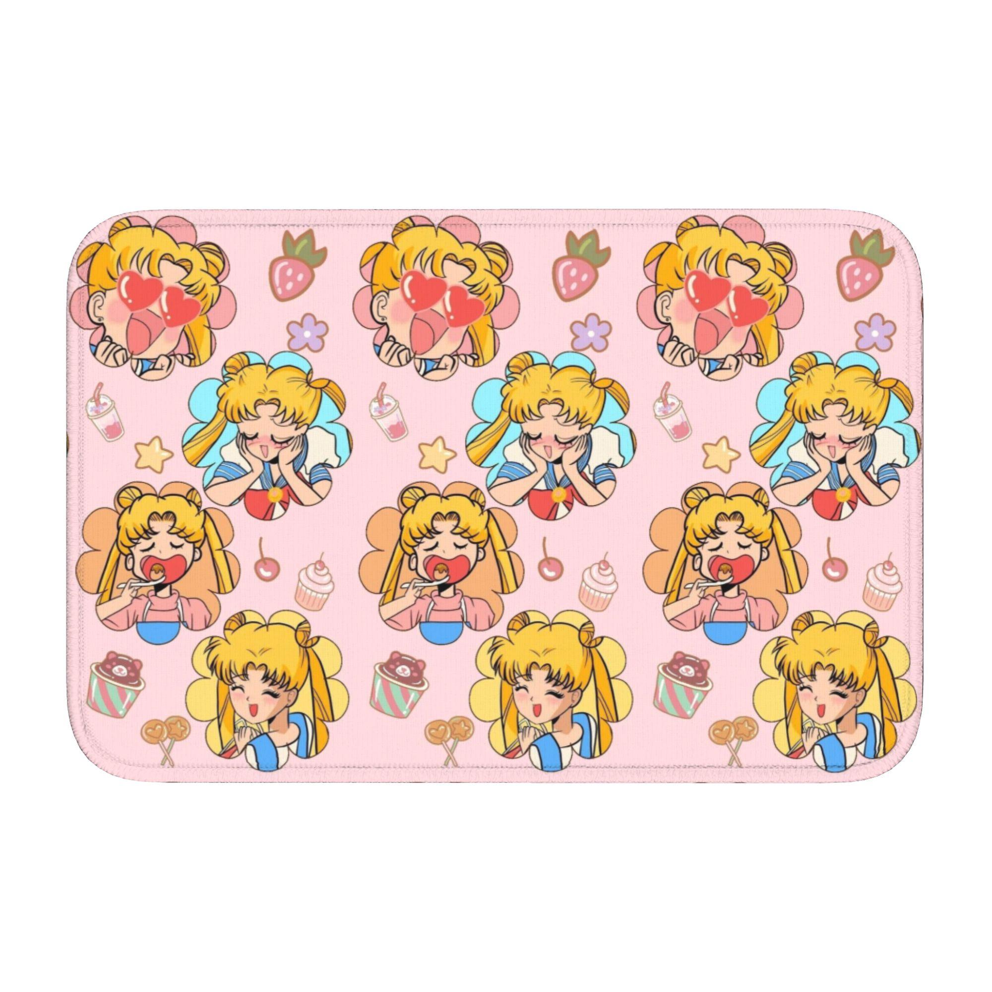 

Sailors Moons Cute Cartoon Front Door Floor Entrance Welcome Mats Indoor Anime Kitchen Doormat Living Room Carpet Rug Footpad 60cm x 90cm