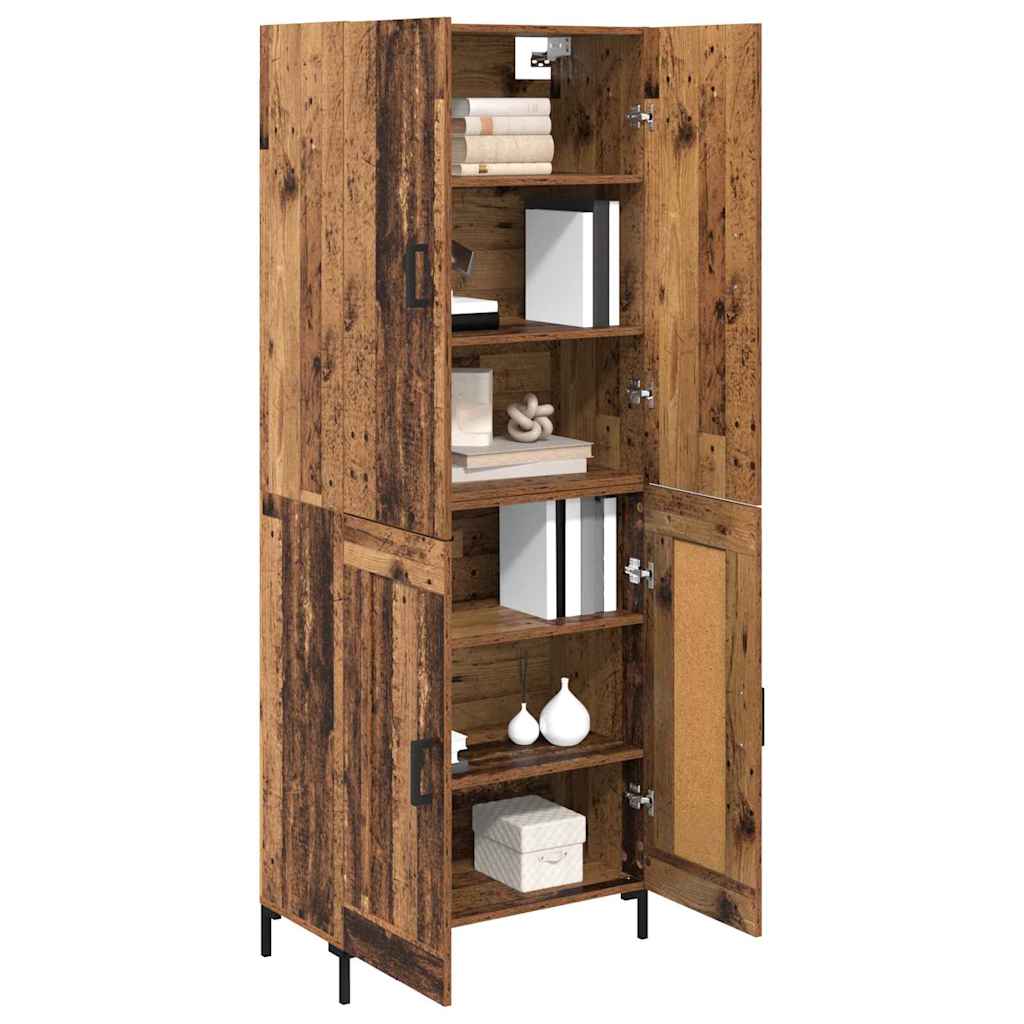 Wall Mounted Highboard Reclaimed Wood Look 69.5 x 34 x 180 cm Engineered Wood