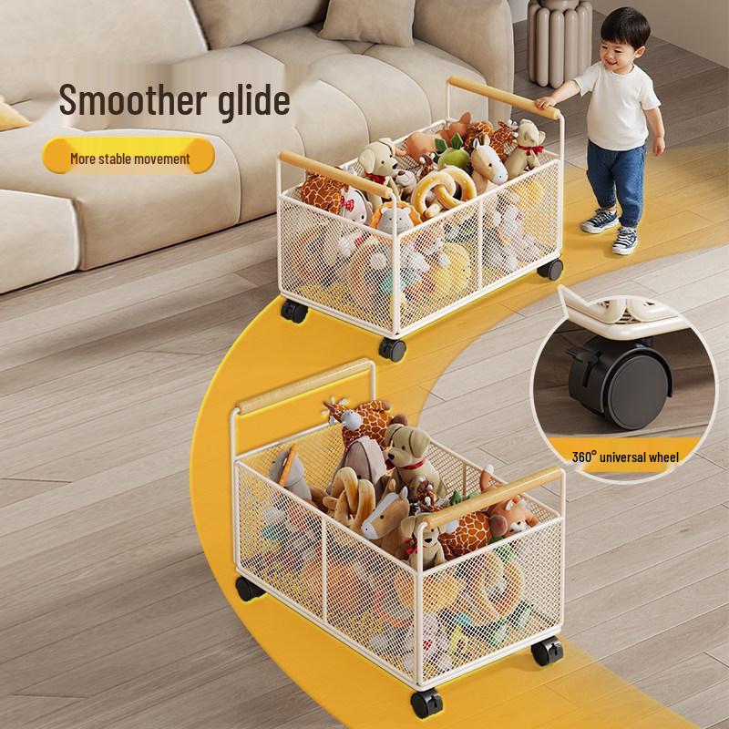 Large Plush Toy Storage Basket with Handles for Children's Dolls