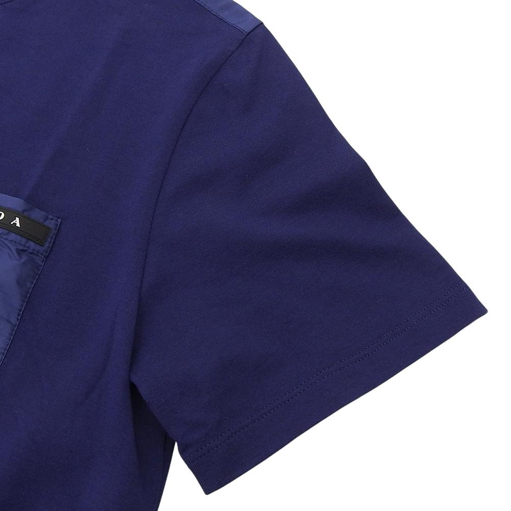 PRADA Men's Rubber Logo Pocket Cotton T-Shirt, Blue, Size XS, 2019 SJN250 tops XS blueUsed