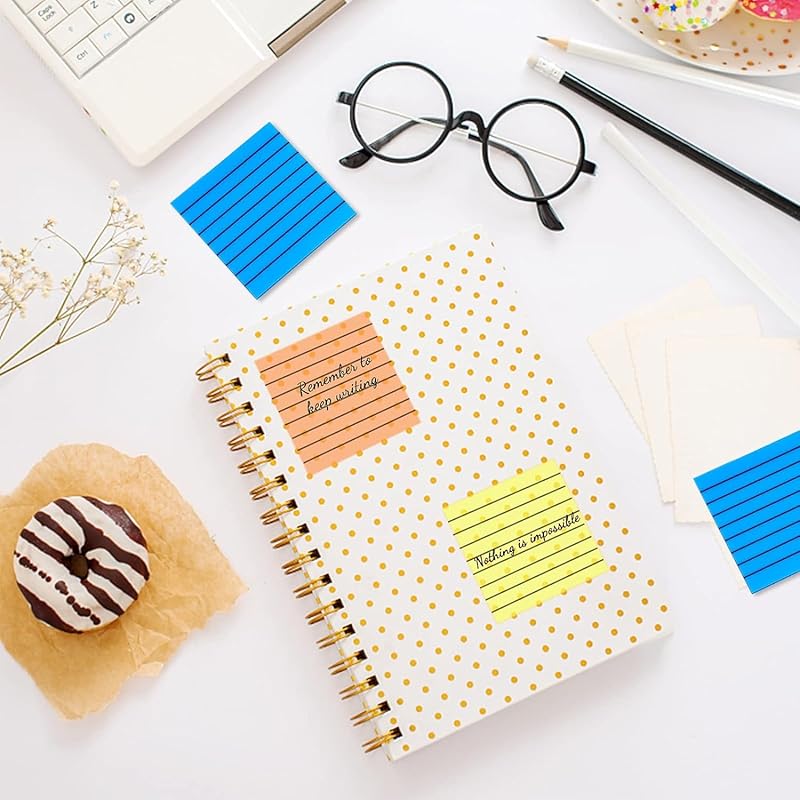 UCRAVO 50 Sheets Transparent Sticky Notes with Lines,1 Pad Lined Translucent Sticky Notes Lined Self Sticky Notes Waterp