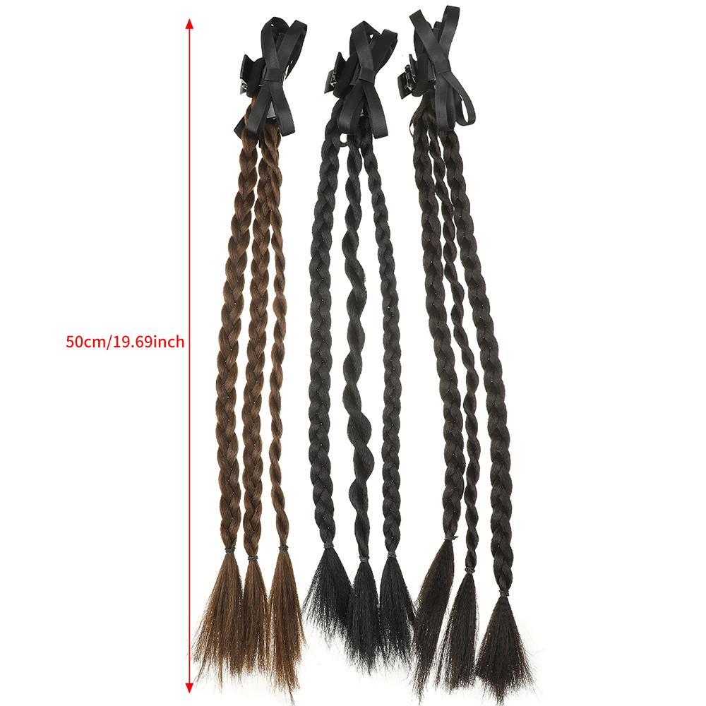 Long Wigs braids hair clips bows Fashion Cute Role playing dress up cosplay Hair Accessories  For Women Girl
