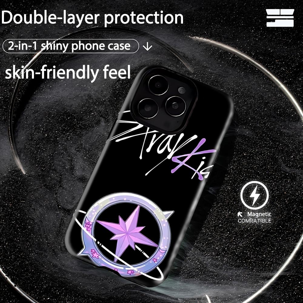 KPOP S-STRAYS K-kids Phone Case Magnetic 2-in-1 Glossy shell  For iPhone 16e 16 15 14 13 12 11 Pro Max Plus mini XS iPhone 14 Pro Max