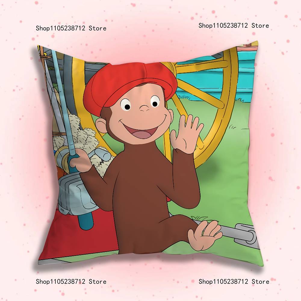 C-Curious Affe G-George Kissenbezug Kissenhülle Kissen Plüsch Jungen Mädchen Cartoon Anime Kawaii Dekoration Kindergeburtstag Niedliche Geschenke