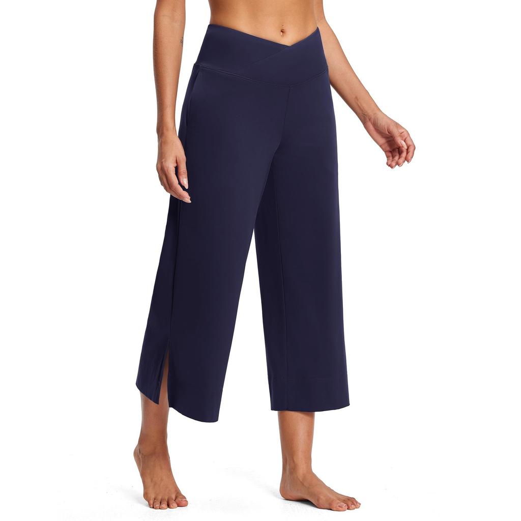 Women's Summer 3/4 Trousers  Summer Trousers With Pockets Causal Loose Trousers Fabric Trousers Sport Leisure Beach Trousers