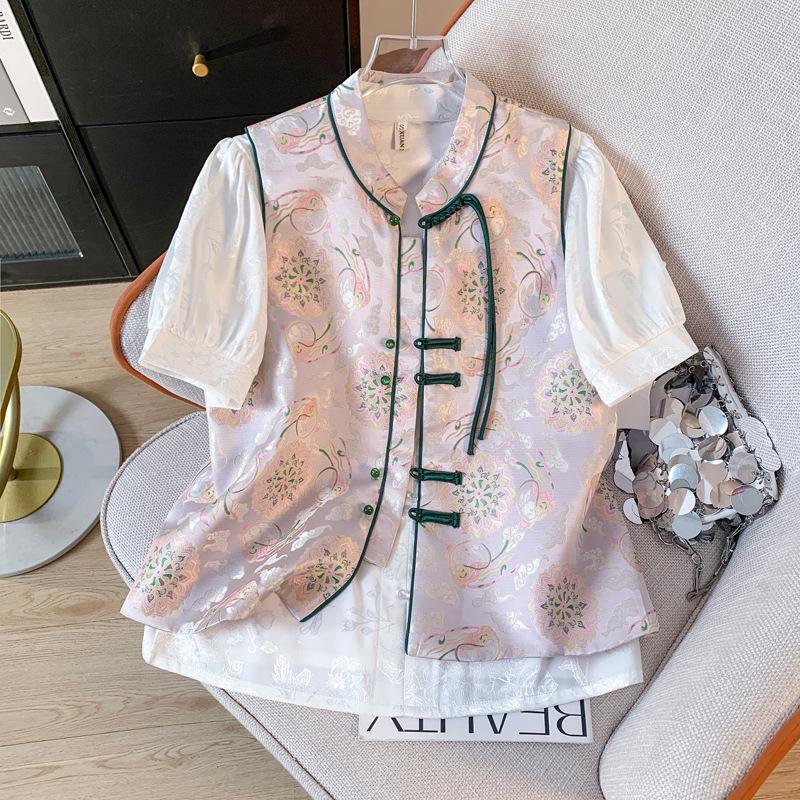 

Women s Retro Chinese Style Frog Button Jacquard Vest Cardigan S