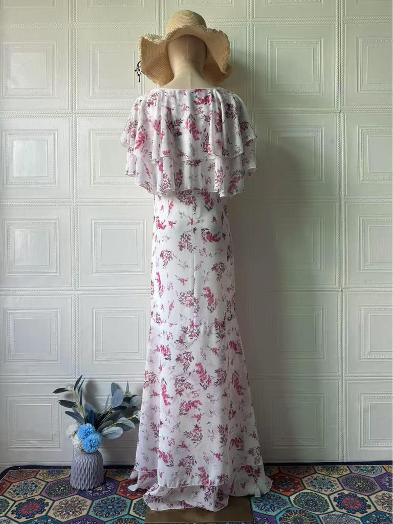 Elegantes Damen-Langarmkleid mit floralem Muster - Kollektion Frühjahr 2025