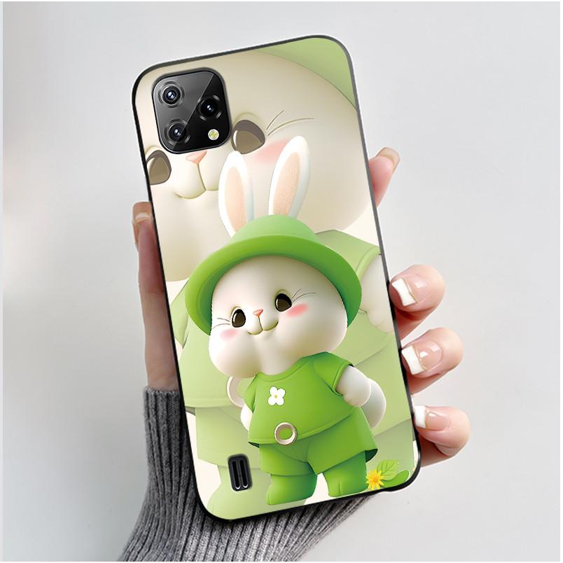 For Blackview A55 Case Oscal C60 Back Cover Luxury Cute Love Rabbit Funny Pattern Black TPU Soft Silicone Protective Phone Case