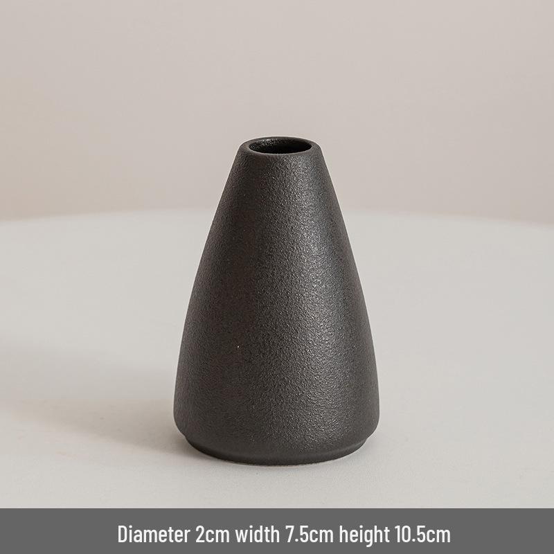 Modern Minimalist Black Ceramic Vase for Home Décor - Small Dried Flower Vase for Living Room