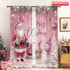 2D Flat Printing 2pcs Merry Christmas Popular Window Drapes Merry Christmas Snowman Santa_d Polyester Fabric Without Electricity