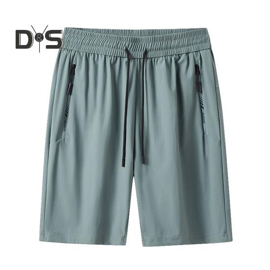 Pantaloni scurți pentru bărbați, talie elastică, talie medie, respirabili, cu buzunare, uscare rapidă, pantaloni scurți subțiri din mătase glacială, pentru timpul liber