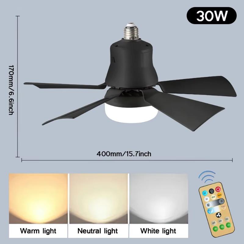 5-blade/6-blade Remote Control Ceiling Fan with LED Light Silent Electric Timing Mini 3-speed for Living Room Dining Room Lamp