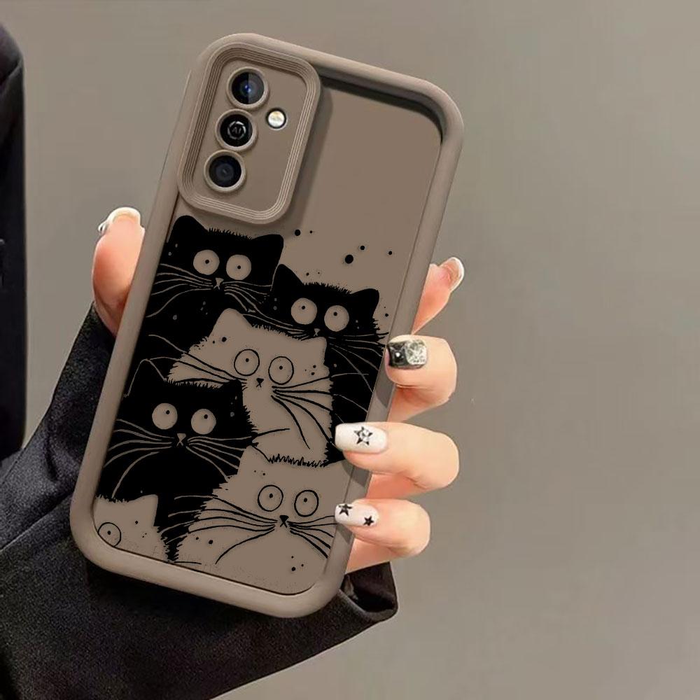 Funny Black Cartoon Cat Phone Case For Infinix SMART SPARK 9 10 20C 30C 40C CAMON 20 30 40 POP 8 POVA 6 7 ITEL A70 A80 A90 Cover