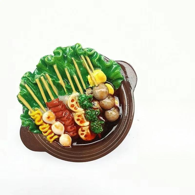 2/5pcs Simulated Food Fridge Magnets Resin Painted Magnet Noodles Ribs Pot Cute Magnets for Refrigerator Retro Magnetic.