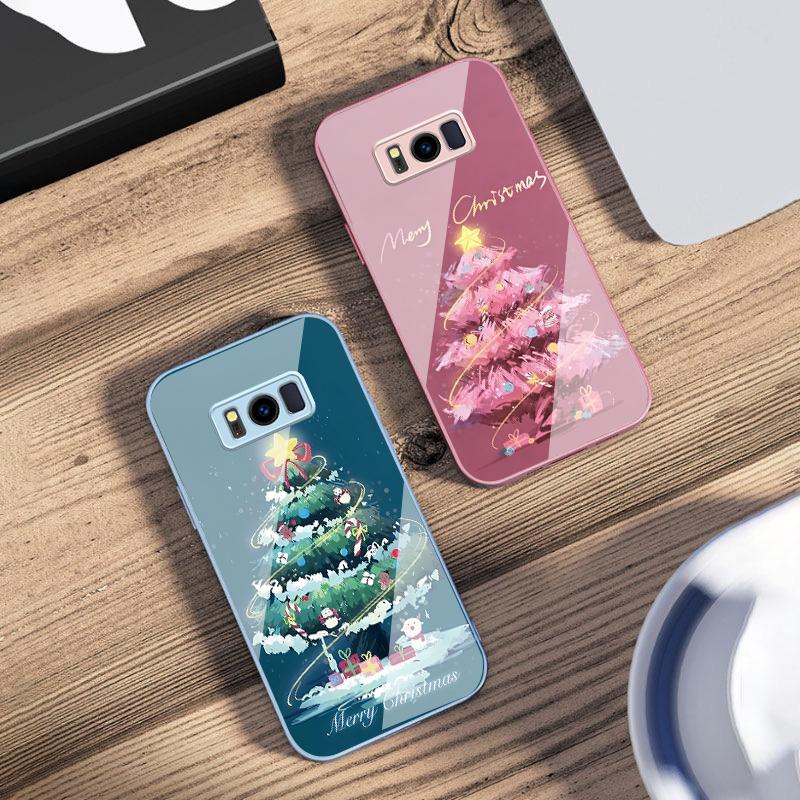 Albero di Natale Decorato Per Samsung S25 S25 Edge S25Ultra S8 9 S10 20 U ltra S21 Pro 22 Plus S23 FE S24 Ultra Custodia in Vetro per Telefono