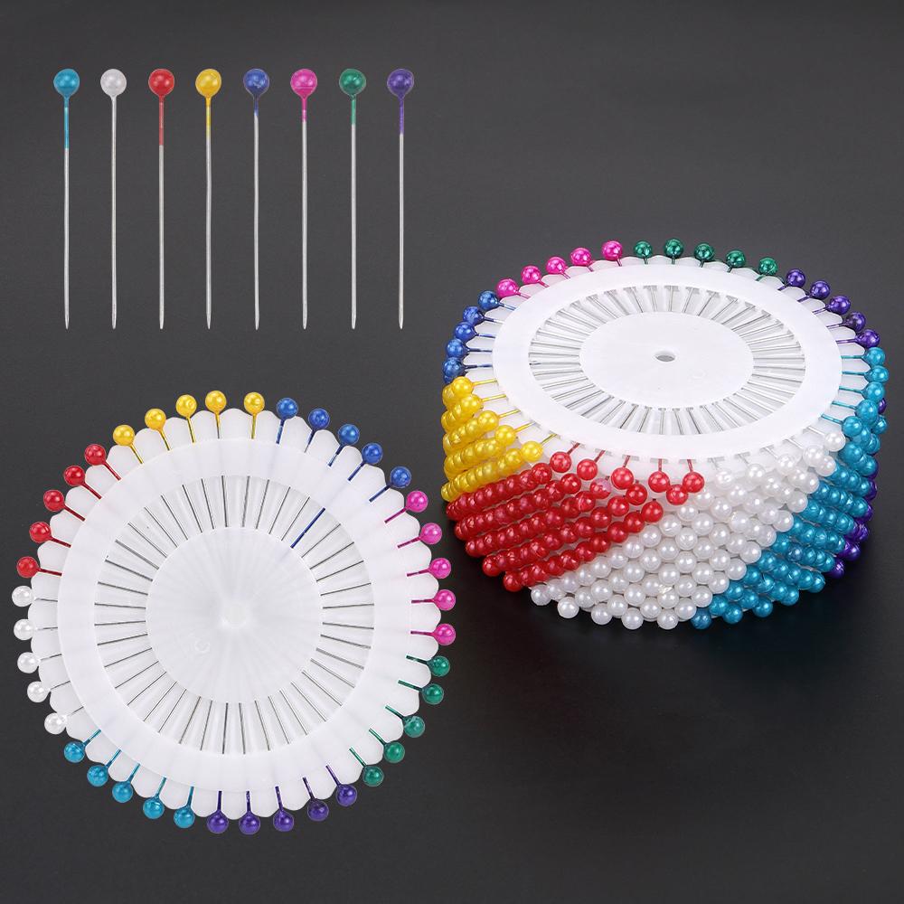 1set colored round sewing head positioning pins, bead head gauge pins, DIY hand sewing bead needle accessories, sewing pins