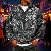 Men's Flannel Long Sleeve Sweatshirt with Halloween Print