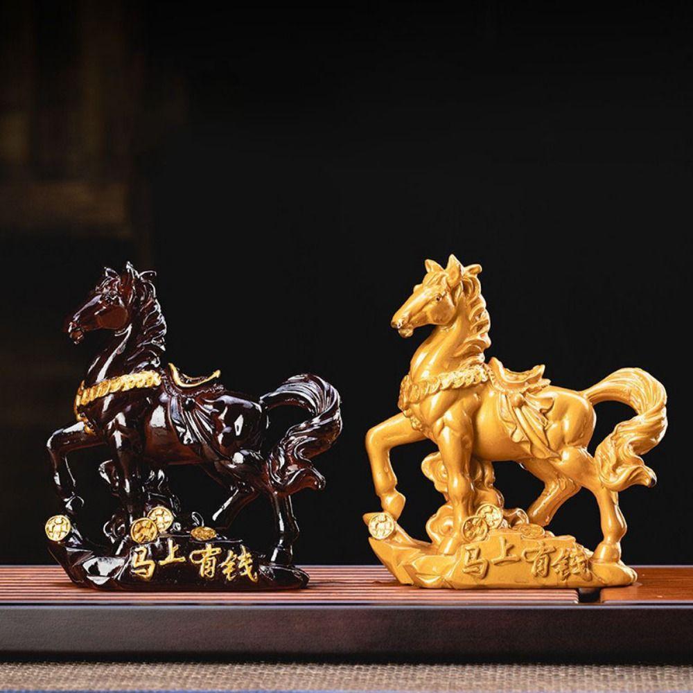 High Temperatures Resin Horse Statue Money Symbol Base Tea Pet Sculpture  Display Decoration