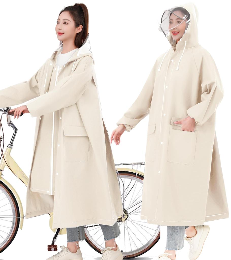 KASIMOY Raincoat for Men and Women with Double Transparent Rain Long Cycling Backpack Windproof and Rain Gear for Heavy and Rainy Unisex for Commuting