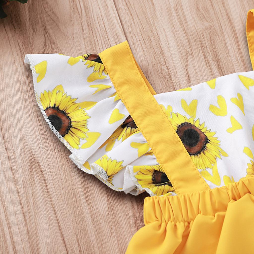 Buy KNIGHT Newborn Infant Baby Girls Ruffled Sunflower Print Dress Sundress Summer at affordable
