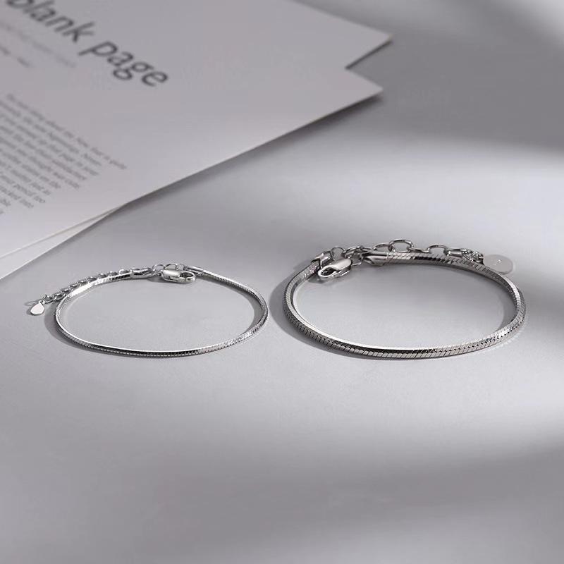 Párový náramek, dámský párový náramek s hadí kostí, výklenek, jednoduchý valentýnský dárek pro přítele a přítelkyni, řetízek