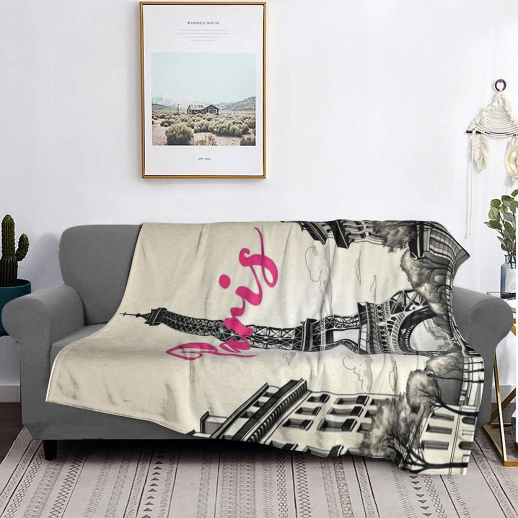 Paris Eiffel Tower Blankets Soft Warm Flannel Throw Blanket Bedding for Bed Living Room Picnic Travel Home Couch