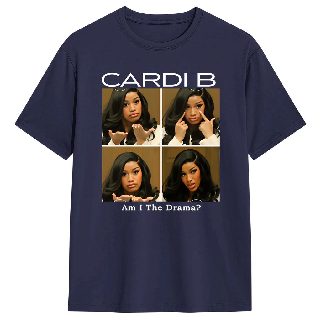 Oversized T Shirt Beach Cardi B Am I The Drama Popular TShirts Cotton Tee Shirt for Unisexs Y2K Basic Short Sleeve Tops
