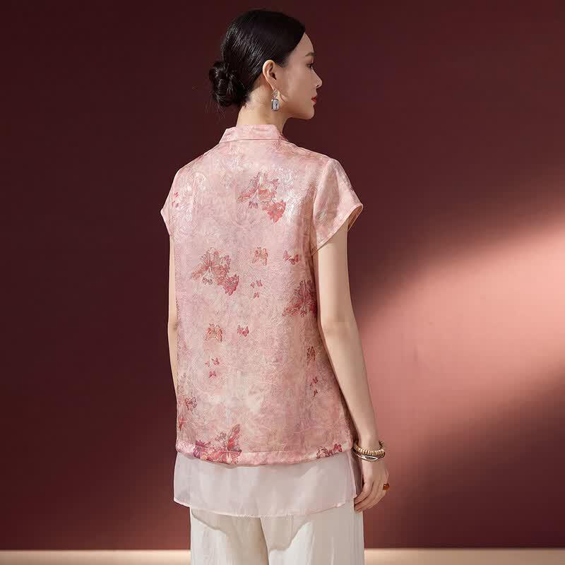 New Chinese Style Jacquard Pankou Shirt for Women
