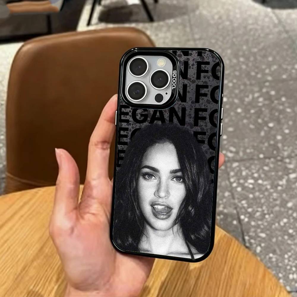 Megan F-Fox Phone Case For iPhone17,16,15,14,13,12,11 Plus,Pro Max Colored Silver Plated Inside Cover
