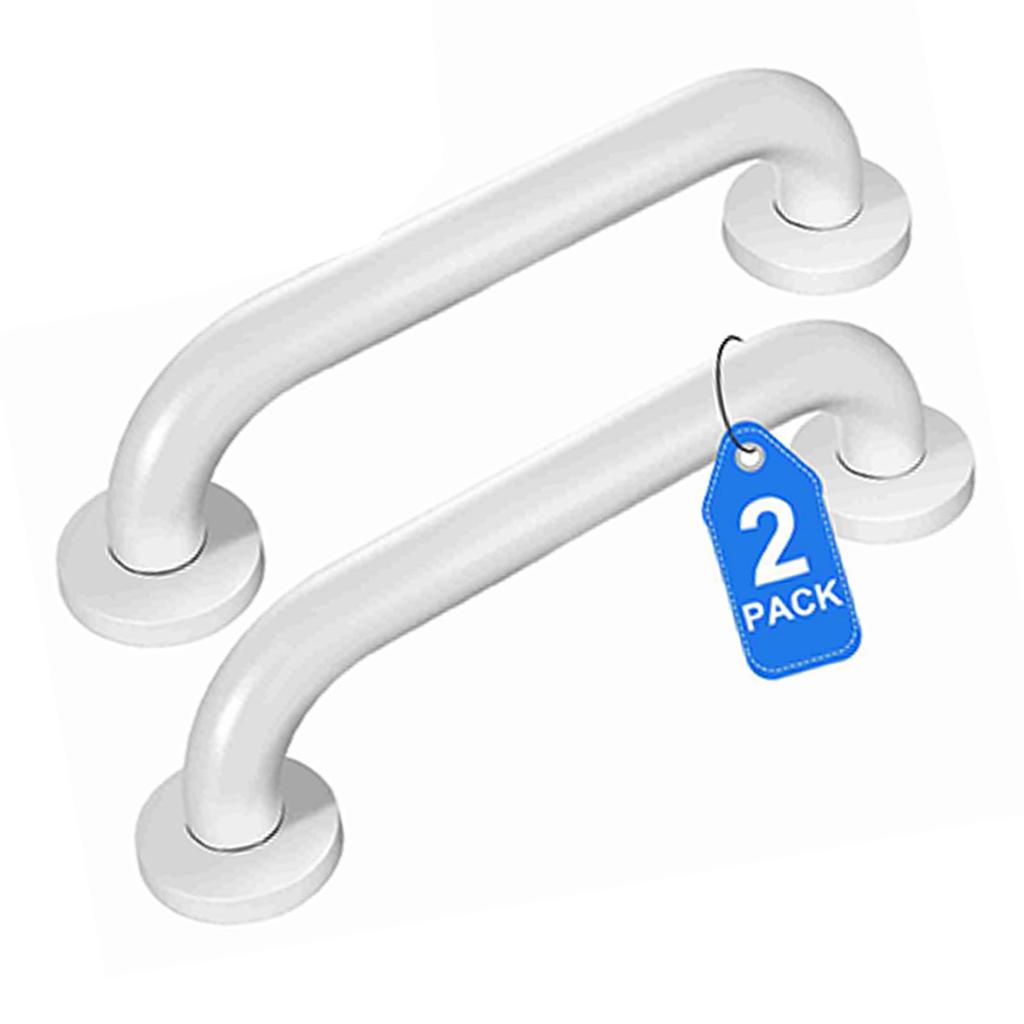 2Pcs Bathroom Grab Bar Rail Handle Water Proof Stainless Steel for Shower Toilet 12in White