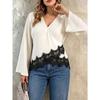 Plus Size Women S V Neck Cross Flare Sleeve Chiffon Blouse