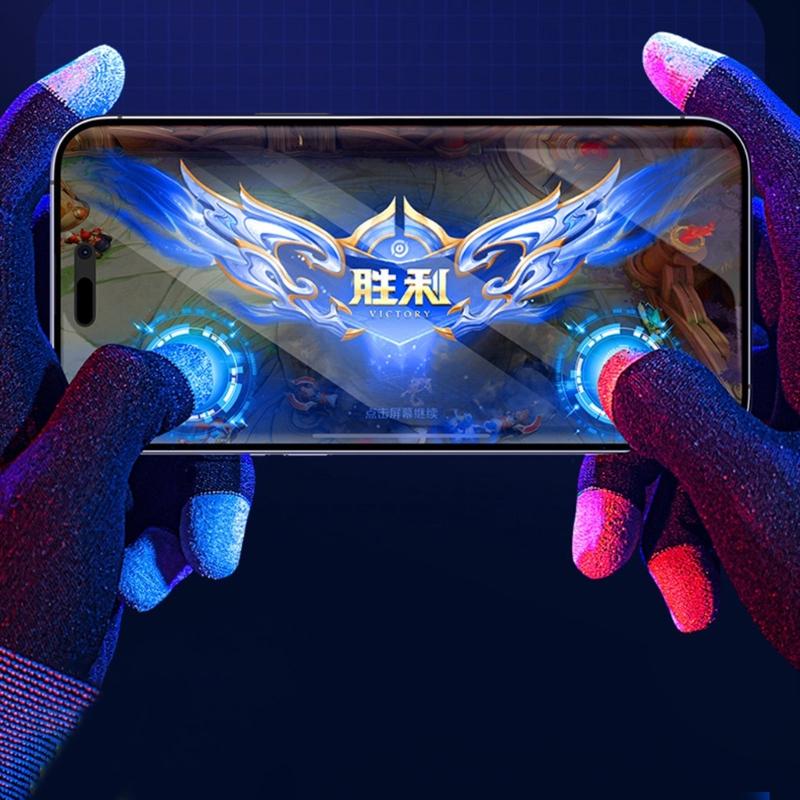 1 Pair Highly Sensitive Five Finger Thumb Sleeve Anti-Sweat Non-Scratch Breathable Compatible for E-Sports Gaming Gloves