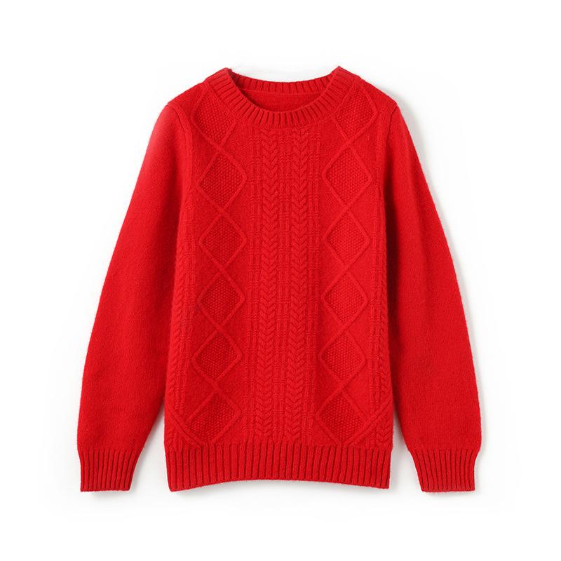 Children s 100% Wool Cable Knit Sweater - Unisex Round Neck for Autumn/Winter 140cm