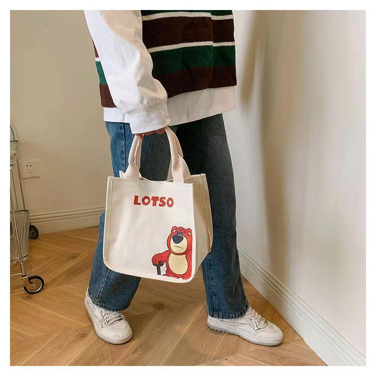 Women's Small Canvas Tote: Japanese & Korean Style Lunch & Handbag for Work or School