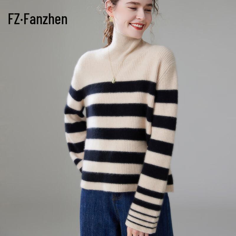 Fanzhen Women's High-Neck Thick Cashmere Blend Sweater