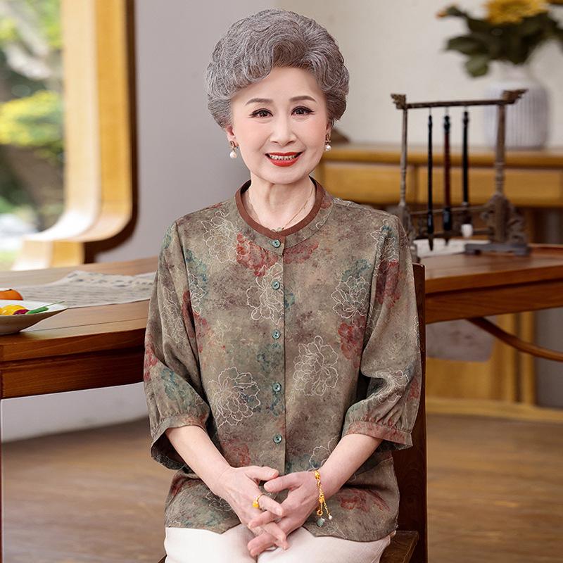 Grandma's Seven-Sleeve Spring Summer Fashion Shirt for Women Aged 70-80