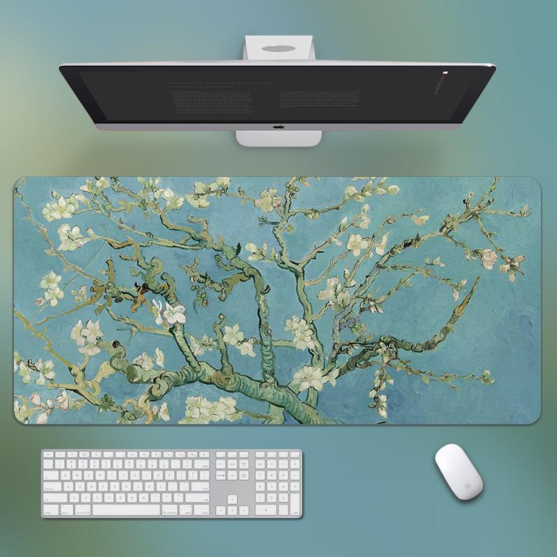 Gogh Oil Painting Van Landscape Mouse Pad Extra Large Nonslip Desk Mat With Precision Stitched Edges